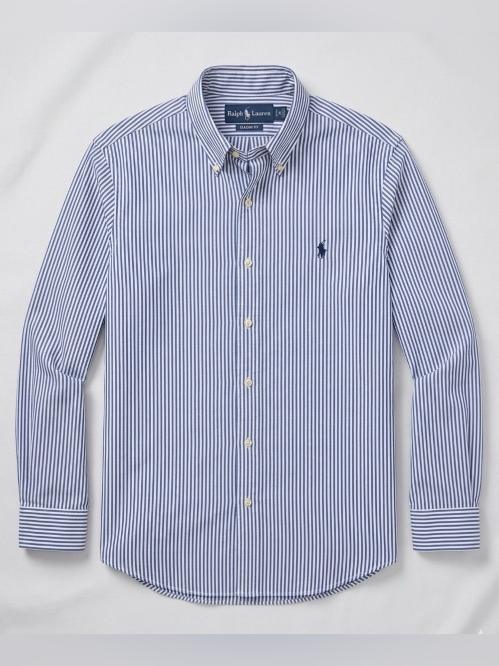 Ralph Lauren Men’s Classic Navy and White Striped Button-Down Shirt
